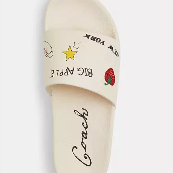 Coach Shoes - Coach Cream Sandals with Graphic Design